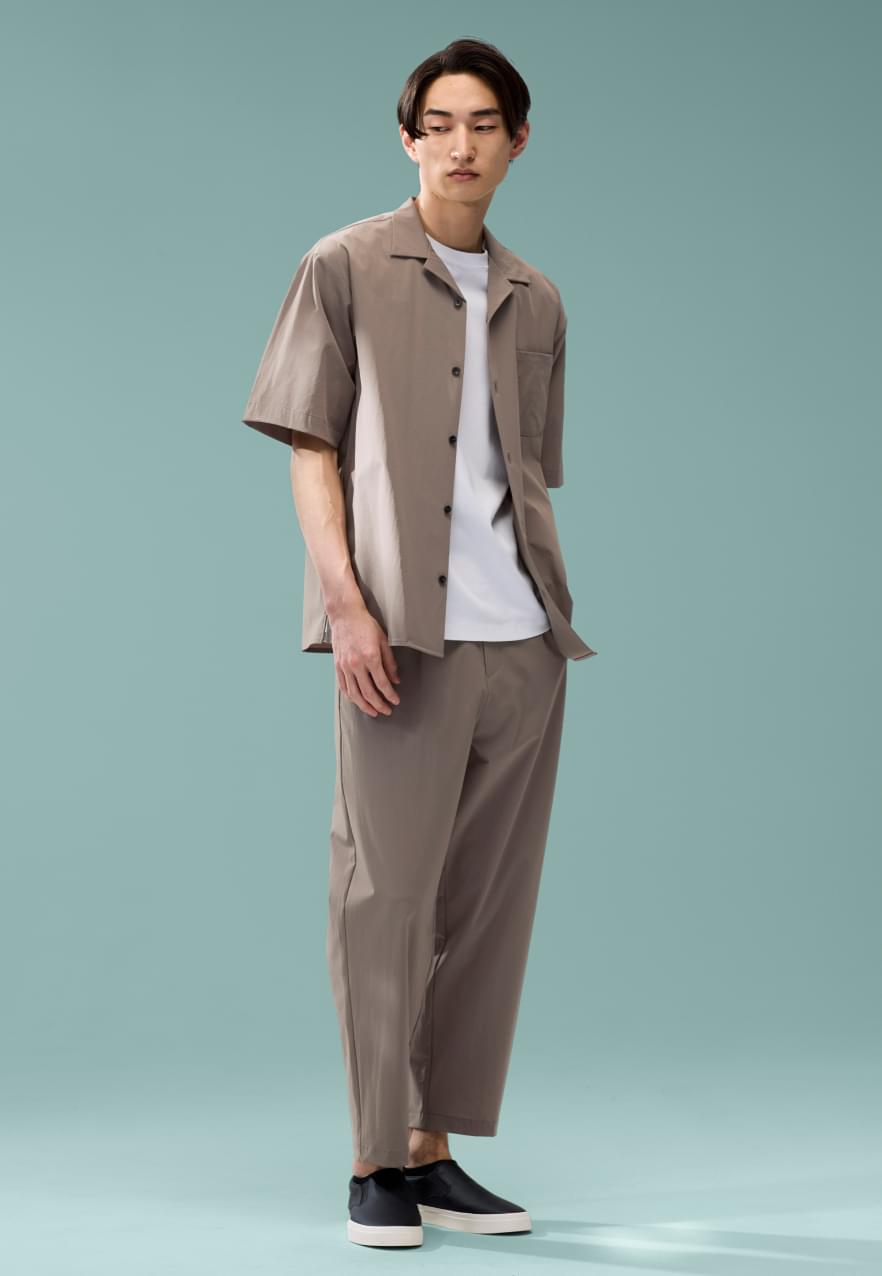 Open Collar Shirt & Wide Tapered Tuck Pants